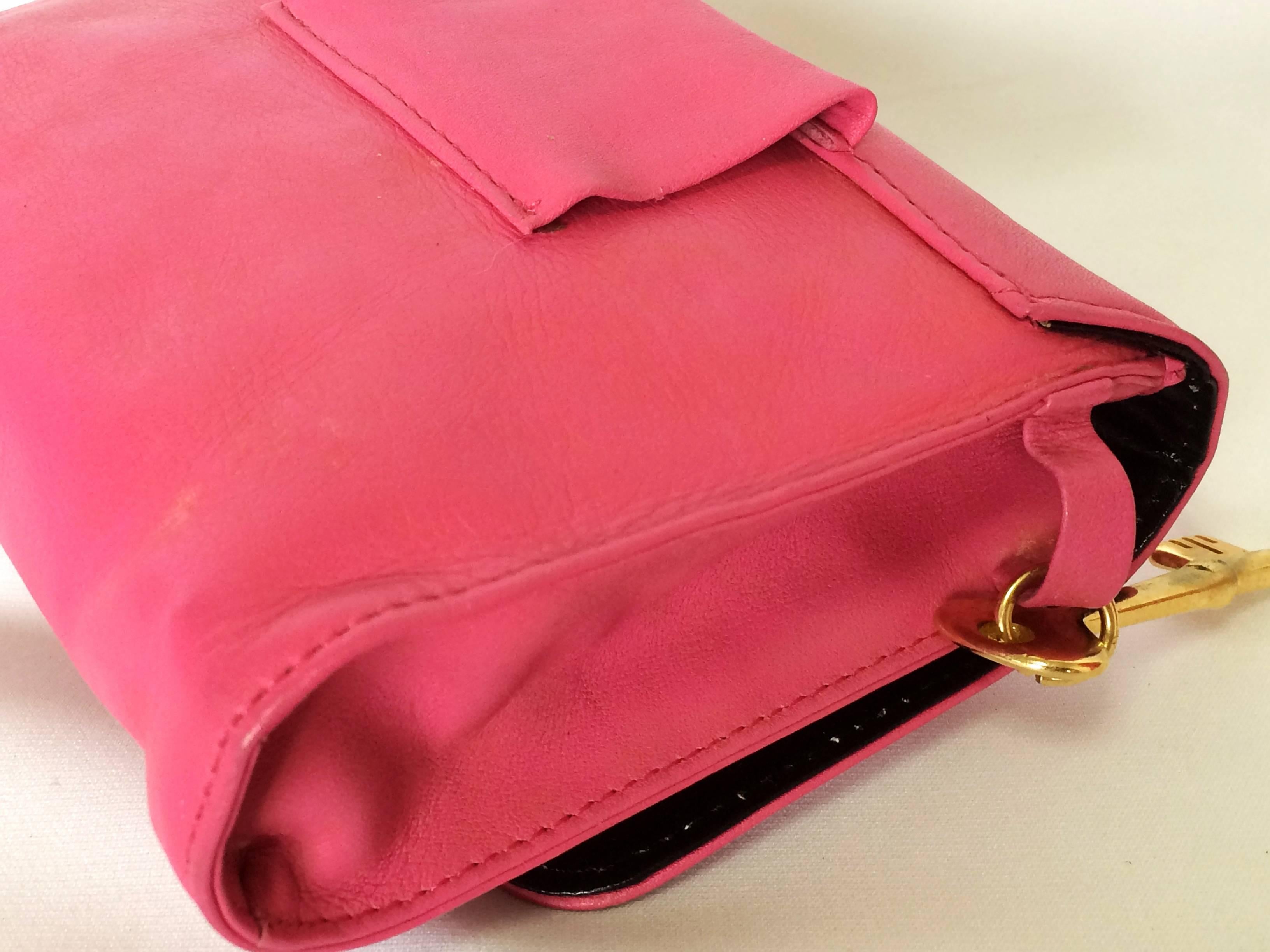 Vintage MOSCHINO pink leather waist purse, fanny bag, clutch, pouch with motifs  For Sale 1