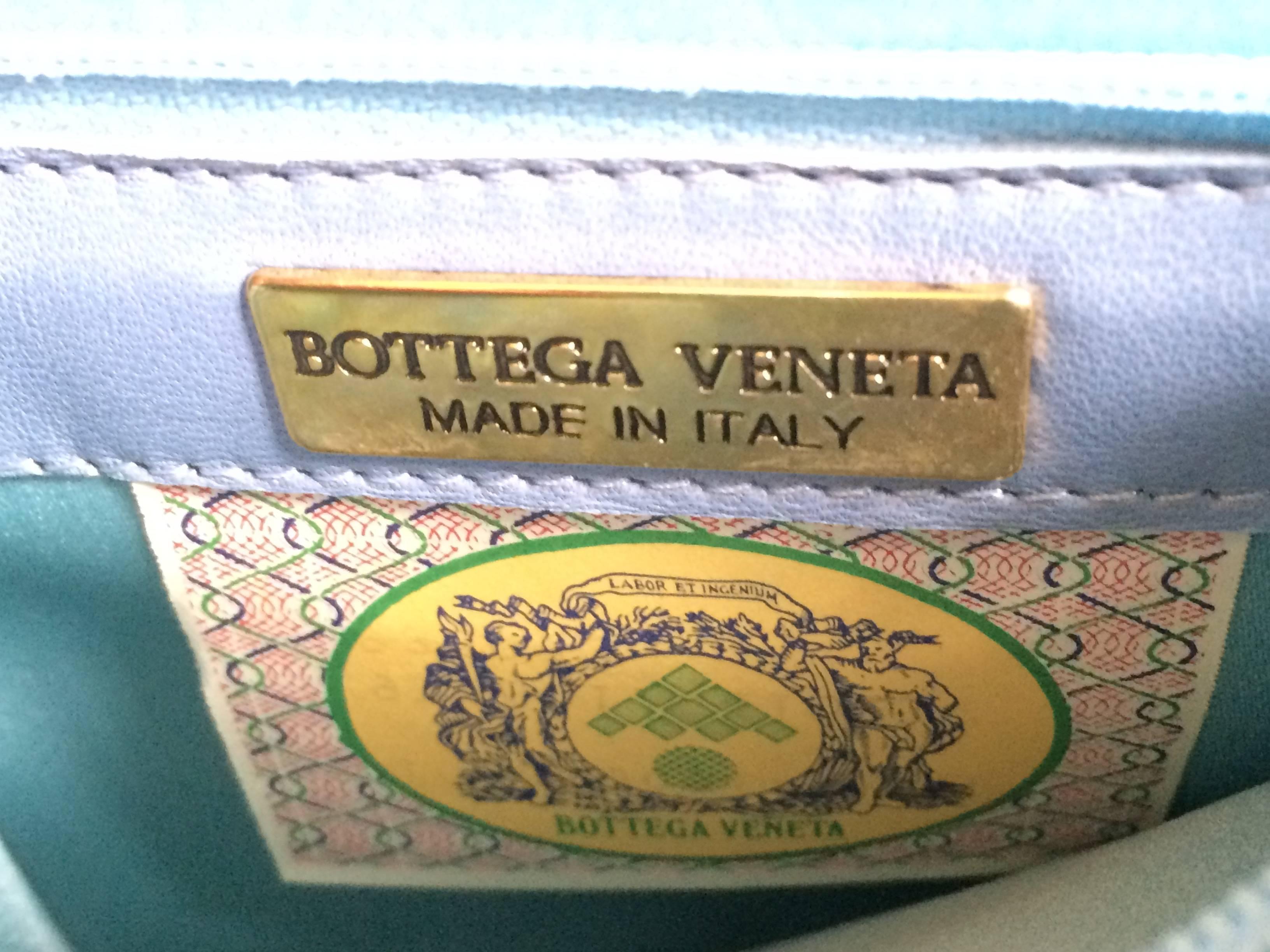 Vintage Bottega Veneta satin intrecciato bag multicolor, pink, blue, green, etc. For Sale 2