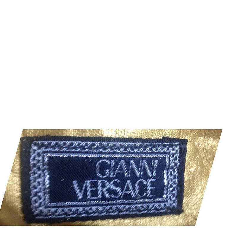 Vintage Gianni Versace shoulder tote bag with print of chess, flower, gold, blue 1