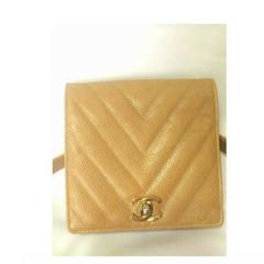 Vintage CHANEL beige caviar  V stitch, chevron, waist bag, hip, fanny pack.