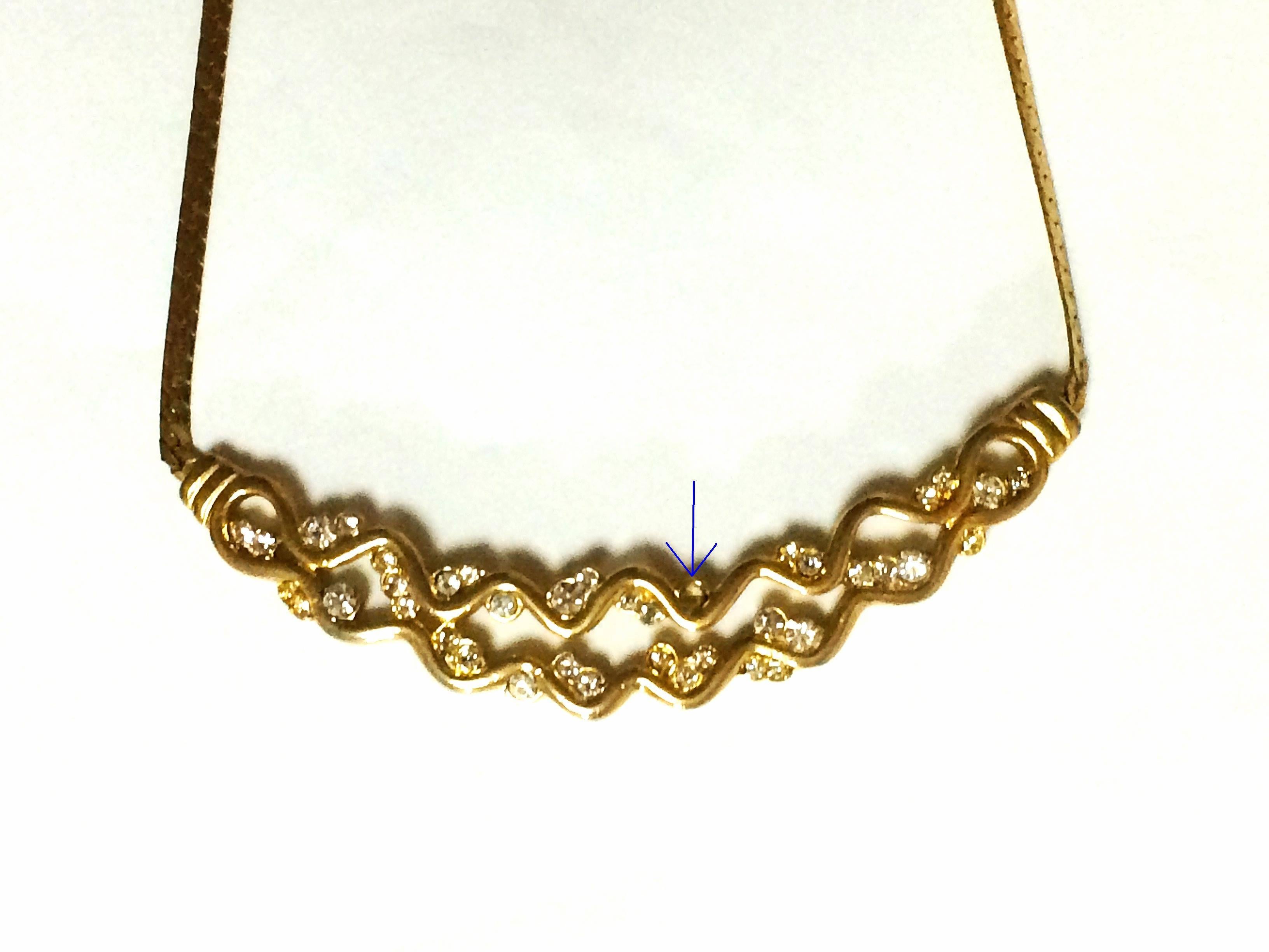 Art Nouveau Vintage Givenchy double wave design flap chain necklace with rhinestone crystals For Sale