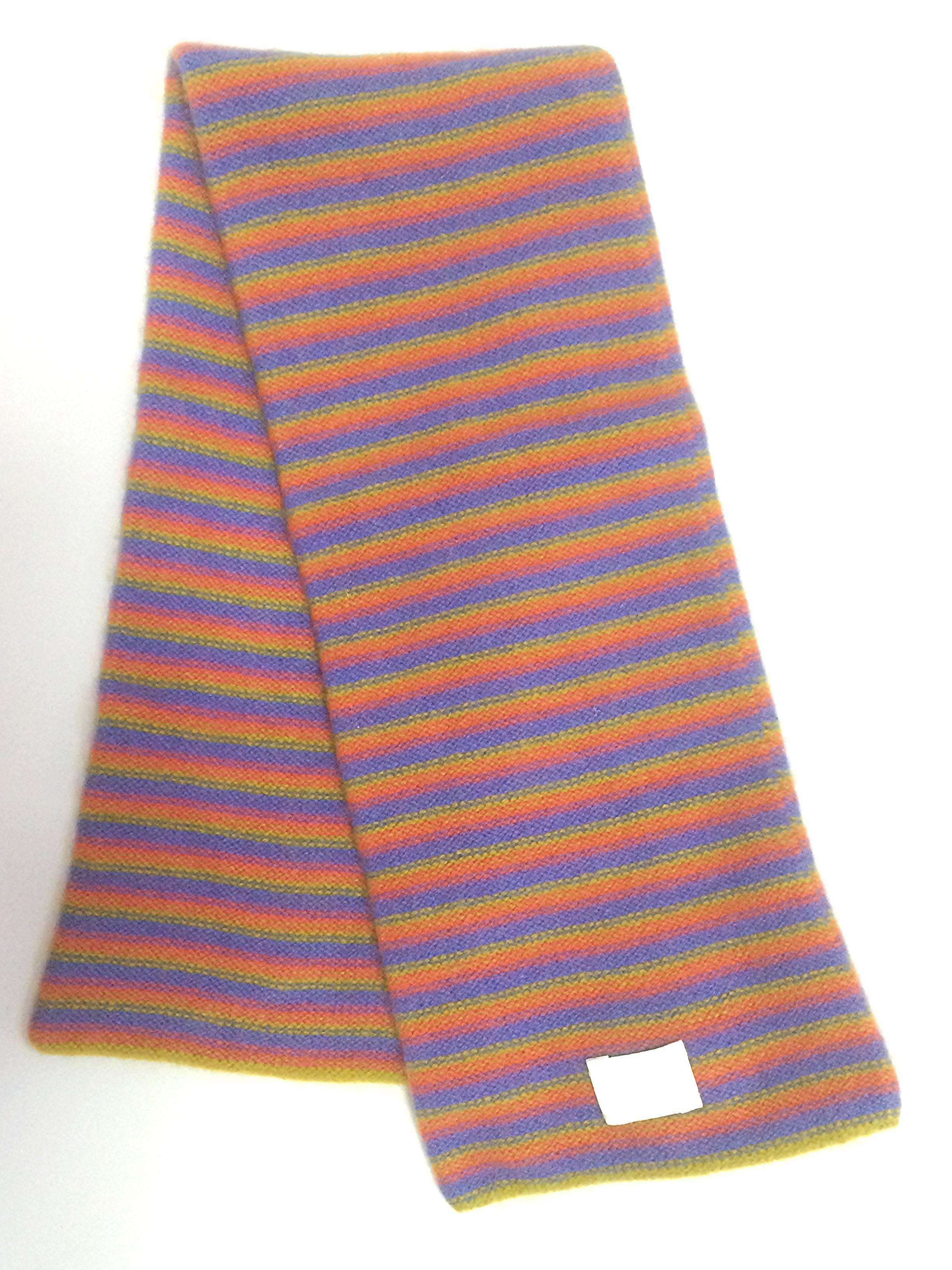 Brown Hermes 100% Cashmere kids, baby scarf and hat in multiple color stripe