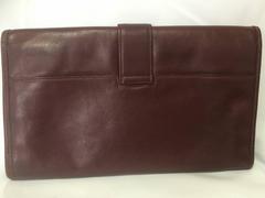 Vintage LANVIN elegant dark wine leather mini document clutch bag. Unisex use.