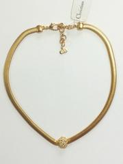 MINT. NEW.Vintage Christian Dior golden flat snake chain necklace with crystals