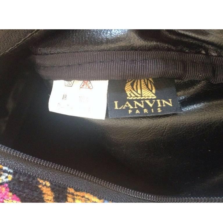 Vintage LANVIN Edwardian flower paisley chenille hobo bag, pink, blue, green etc 2