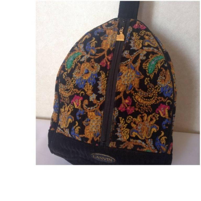 Women's Vintage LANVIN Edwardian flower paisley chenille hobo bag, pink, blue, green etc
