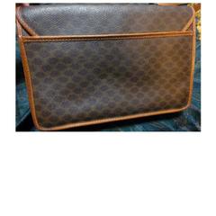 Vintage Celine iconic macadam blaison pattern shoulder bag with golden motifs.