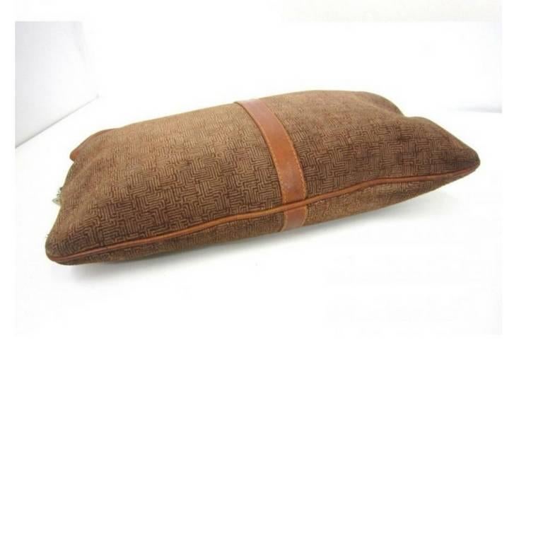 Brown Vintage LANVIN brown logo printed suede leather pouch bag. Unisex masterpiece For Sale