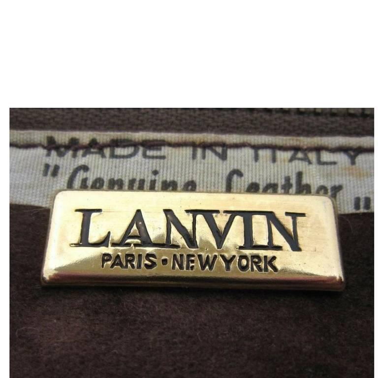 Vintage LANVIN brown logo printed suede leather pouch bag. Unisex masterpiece For Sale 2