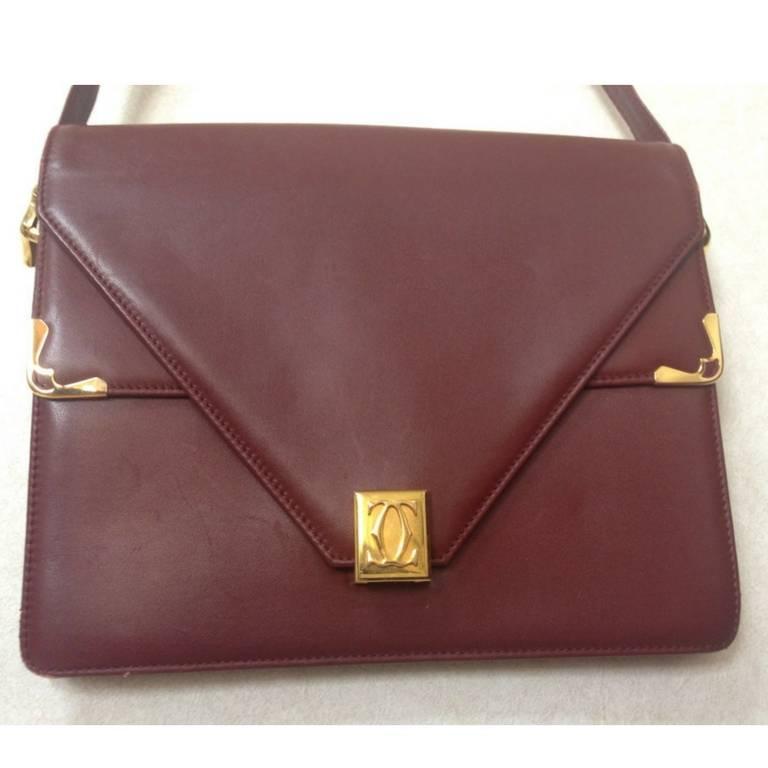 Vintage Cartier double flap envelope classic shoulder bag. Must de