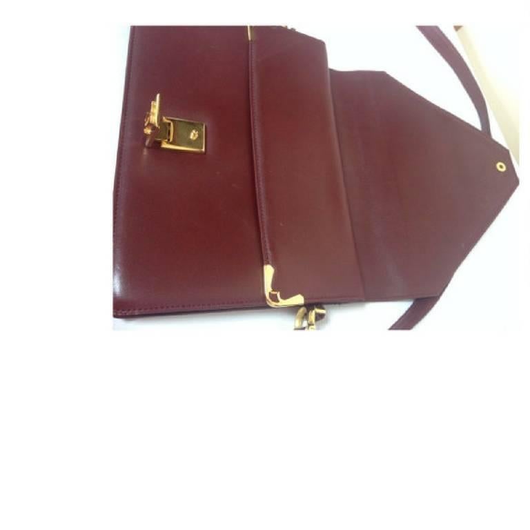 Vintage Cartier double flap envelope classic shoulder bag. Must de Cartier line. In Good Condition For Sale In Kashiwa, Chiba