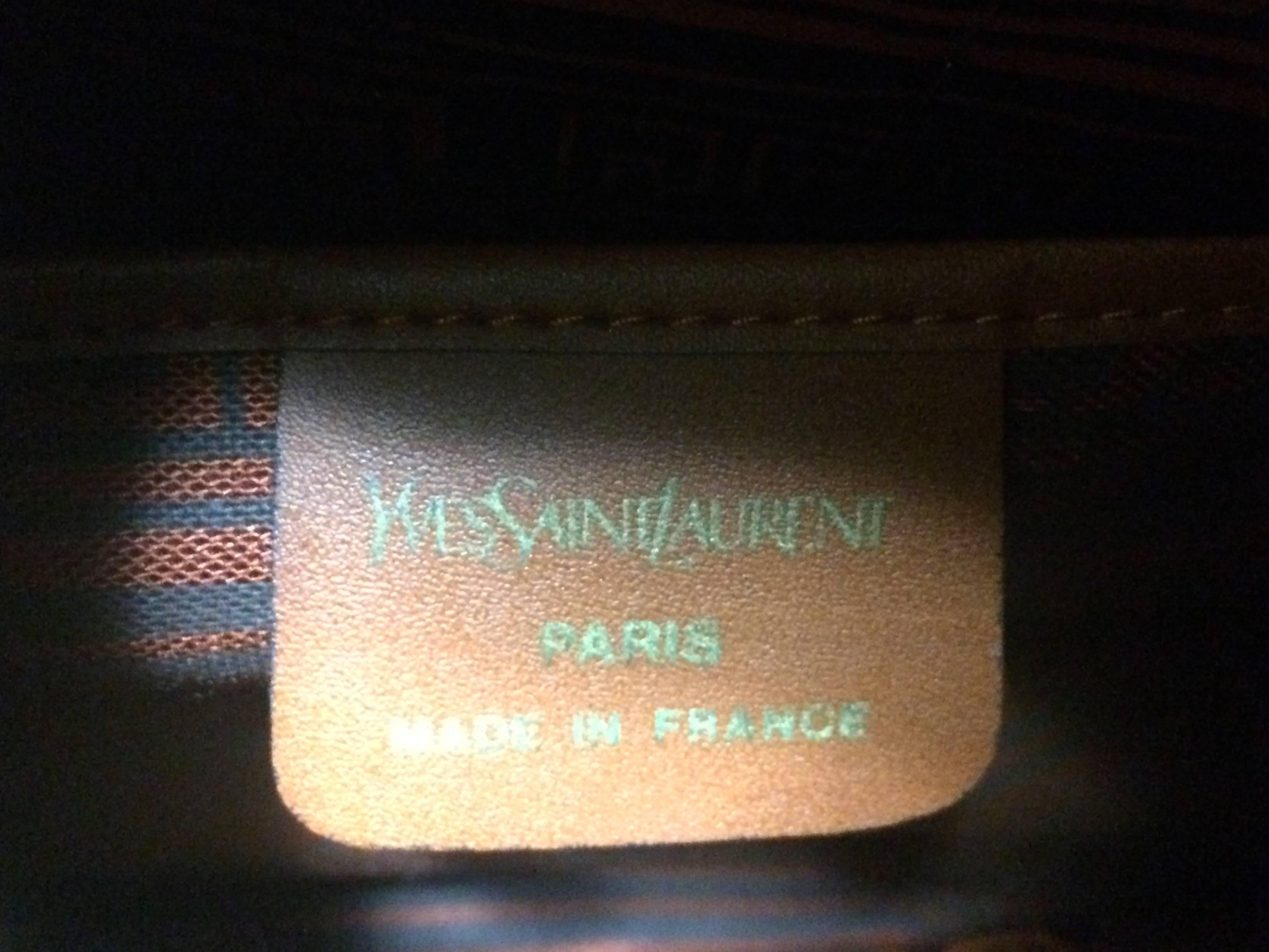Women's or Men's Vintage Yves Saint Laurent black and brown canvas duffle handbag, travel bag