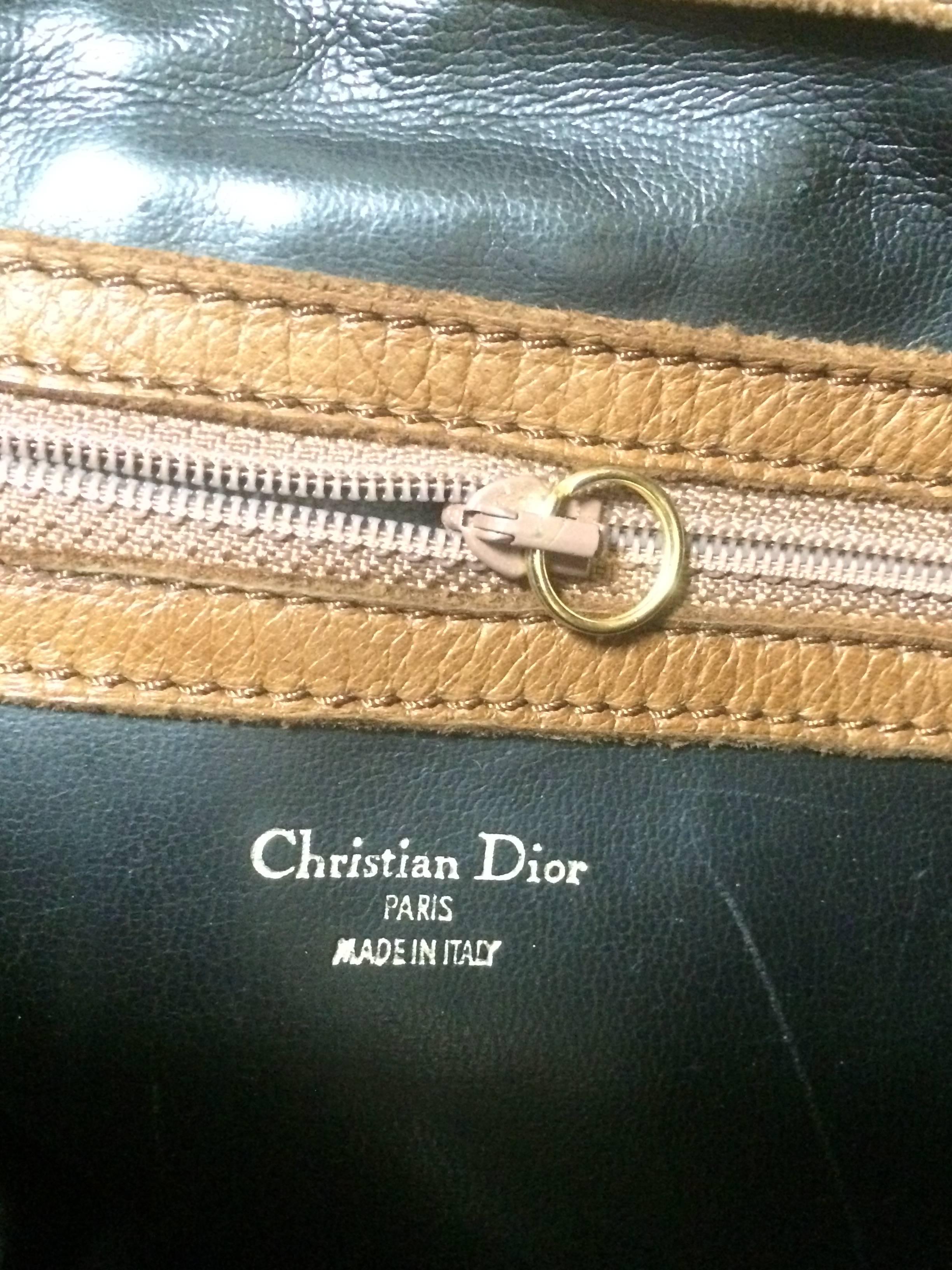 Vintage Christian Dior brown nappa leather backpack design, large hobo bag. For Sale 1