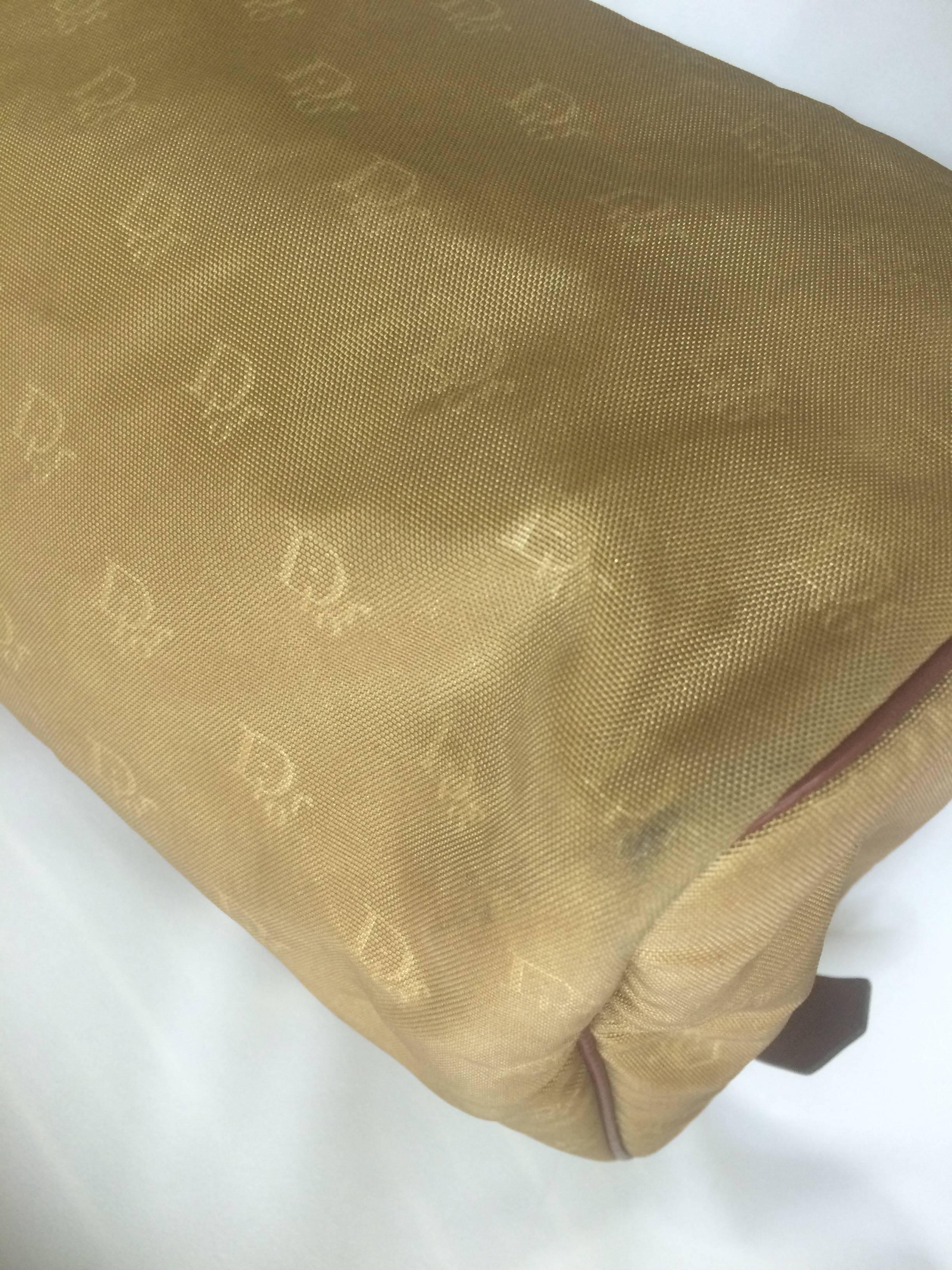 Vintage Christian Dior beige handbag purse in logo jacquard and wine leather For Sale 2