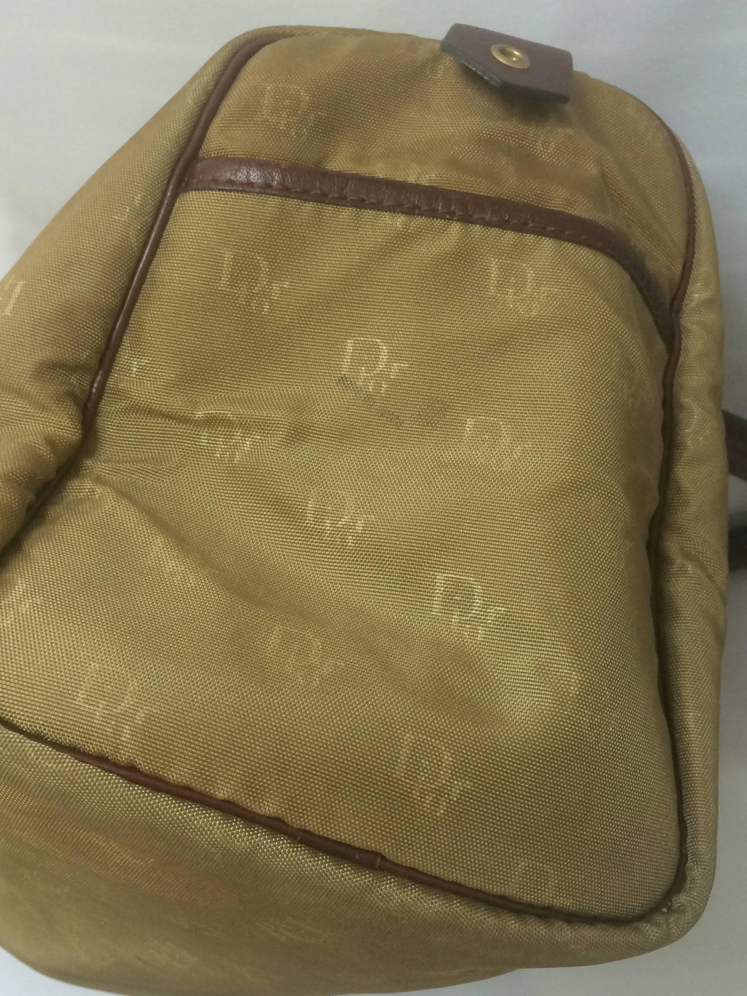 Vintage Christian Dior beige handbag purse in logo jacquard and wine leather For Sale 4