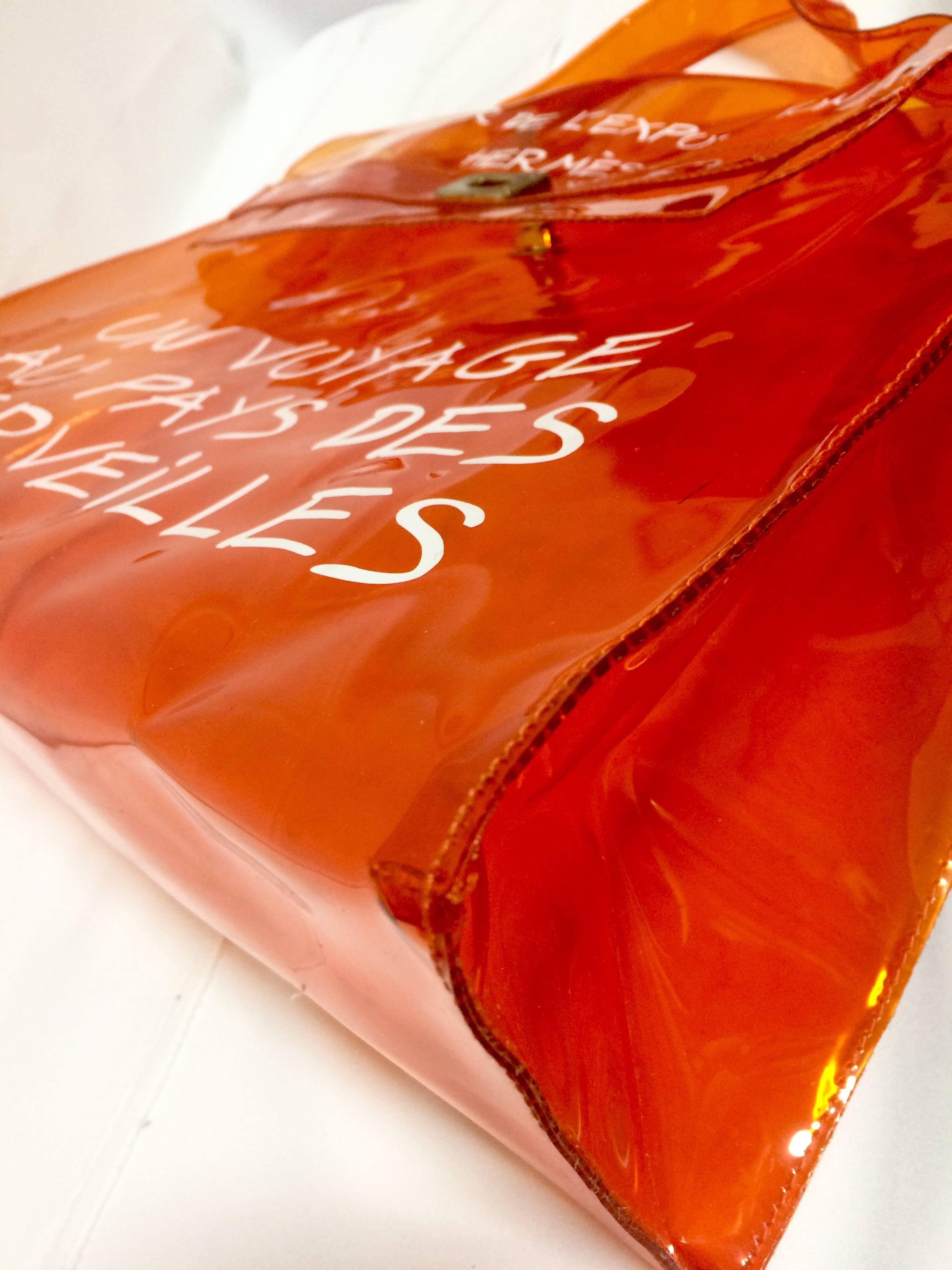 Orange MINT condition. Hermes a rare transparent Vintage orange vinyl Kelly bag. Rare