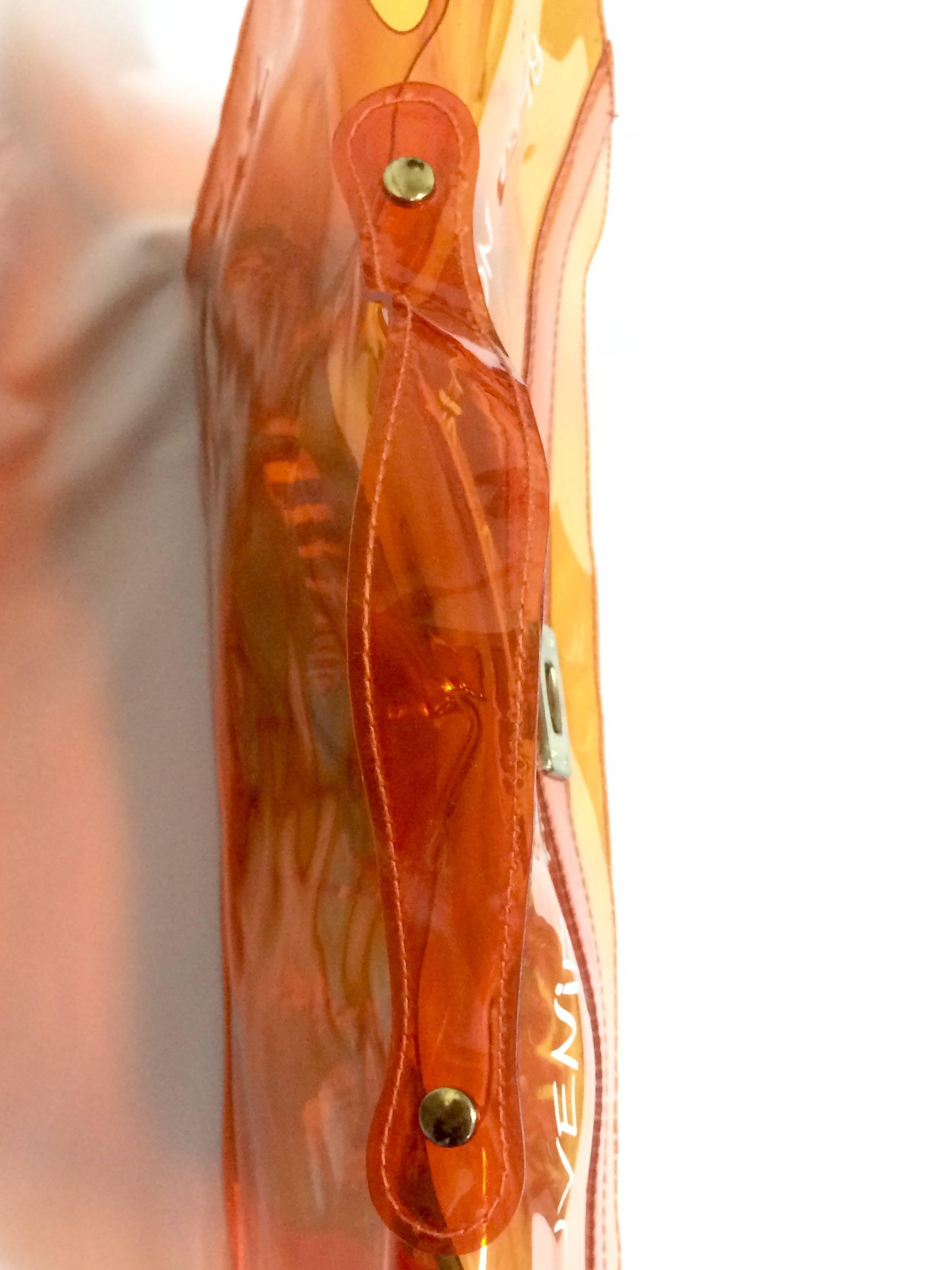 Women's MINT condition. Hermes a rare transparent Vintage orange vinyl Kelly bag. Rare