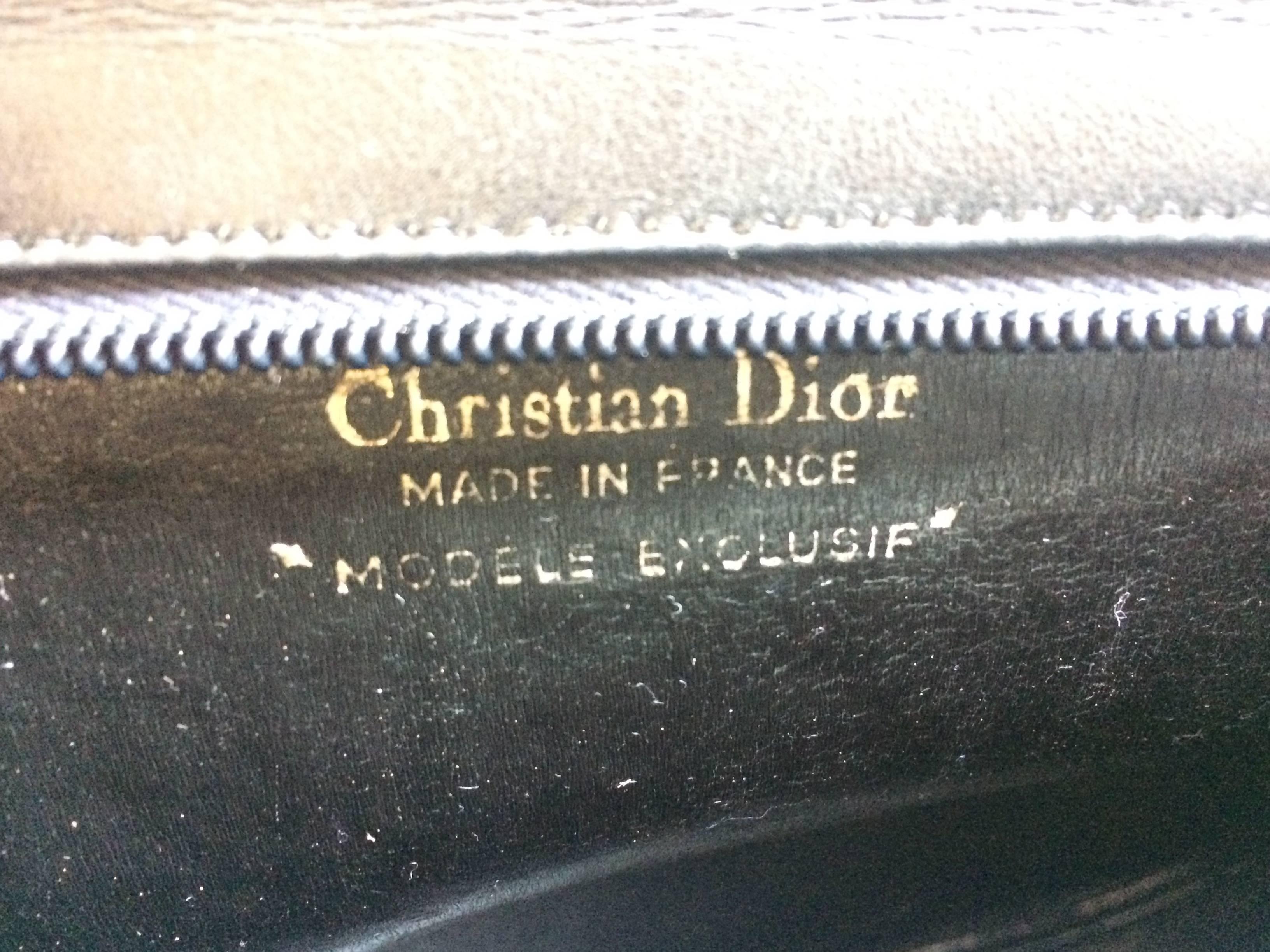Women's 80's vintage Christian Dior navy trotter shoulder bag. Modele Exclusif purse.