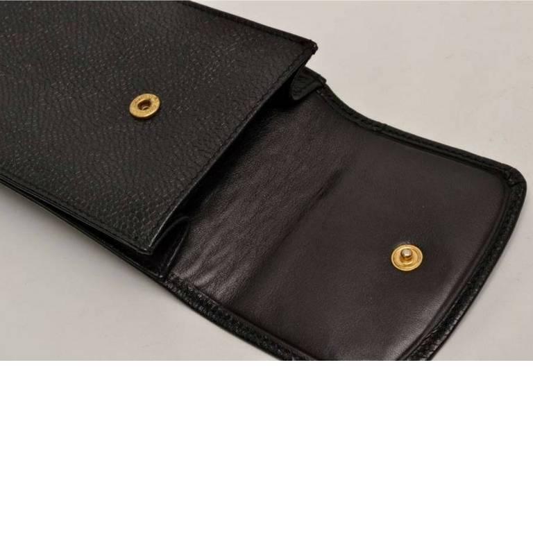 Black Vintage CHANEL black caviar mini pouch for iPhone, cigarettes, coins, card case.