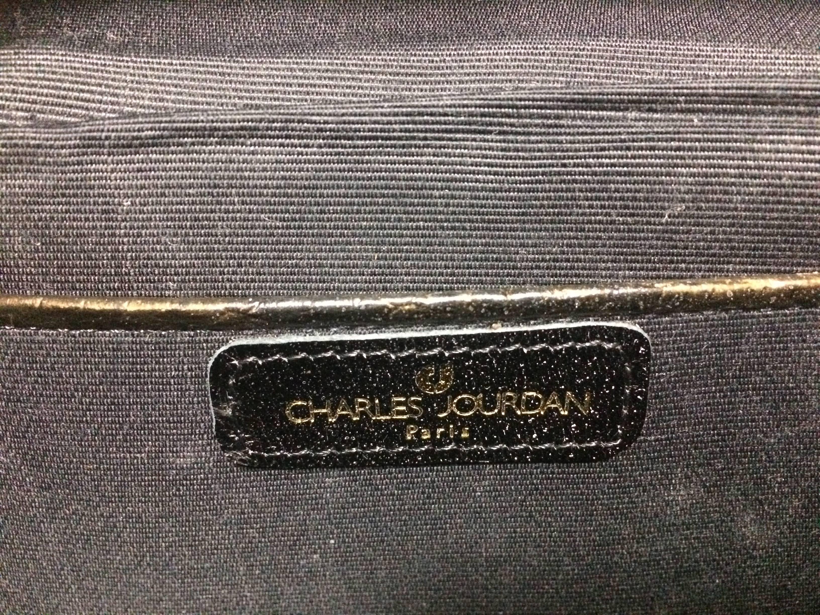 Vintage Charles Jourdan bronze gold croc embossed leather vanity bag. 4