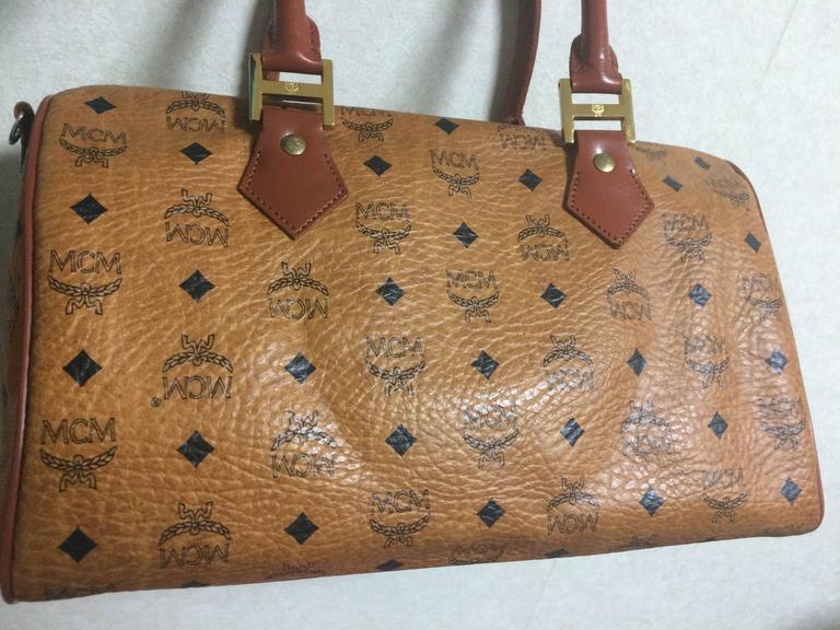 MINT. Vintage MCM brown monogram duffle bag, speedy bag. Unisex use purse  at 1stDibs