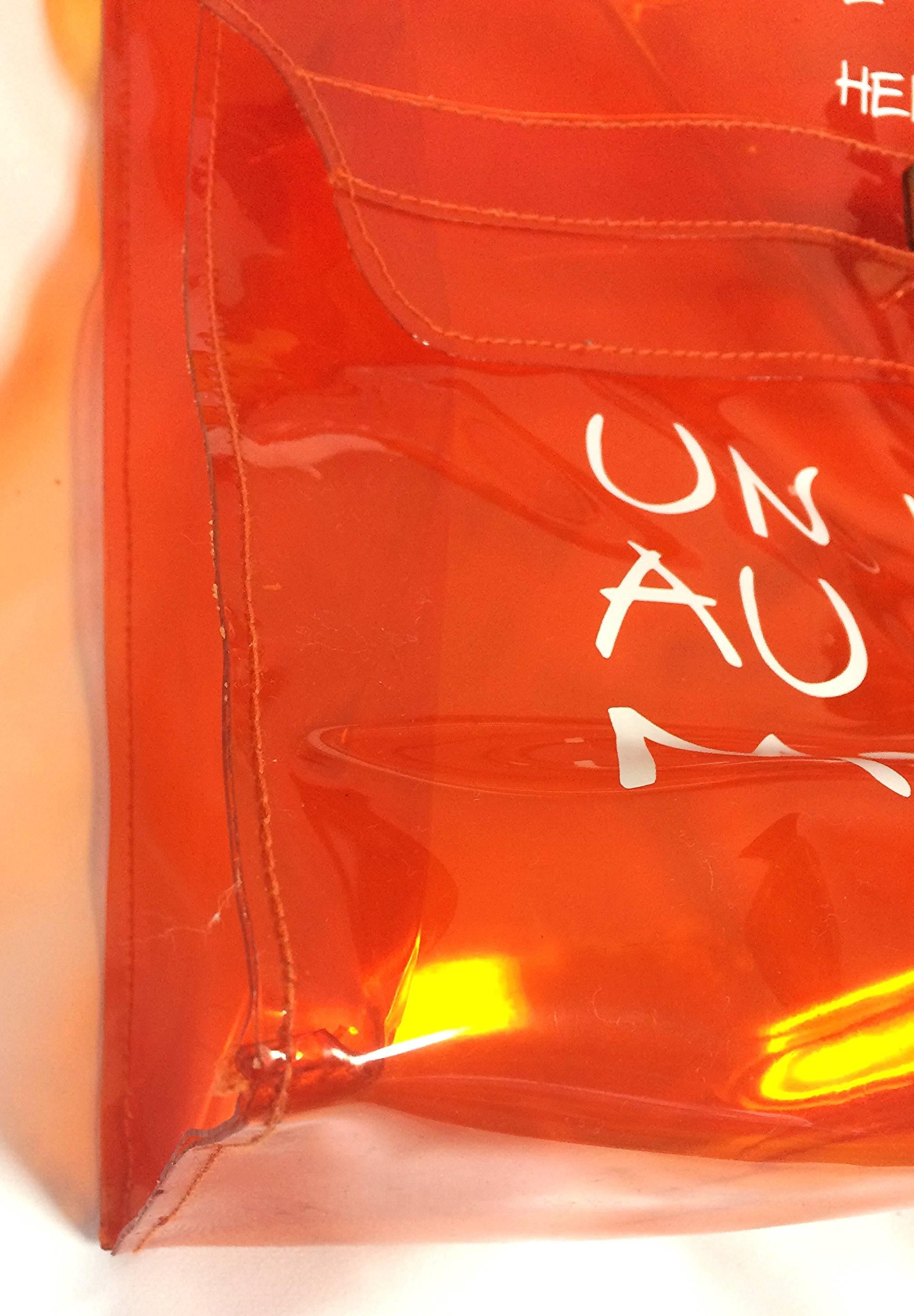 Vintage Hermes a rare clear orange vinyl Kelly bag Japan Limited Edition, 1998. In Good Condition In Kashiwa, Chiba