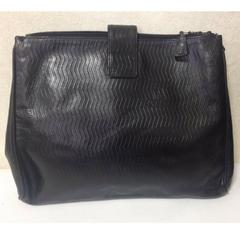 Vintage FENDI black large clutch purse, pouch, toiletries with chevron patterns.