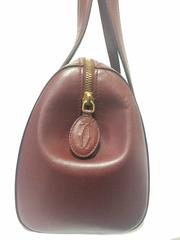 Vintage Cartier classic wine, bordeaux leather handbag purse. Must de Cartier