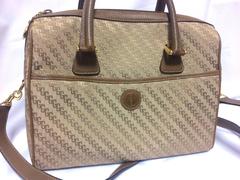 Vintage Gucci beige brown GG monogram jacquard and leather shoulder bag. Unisex