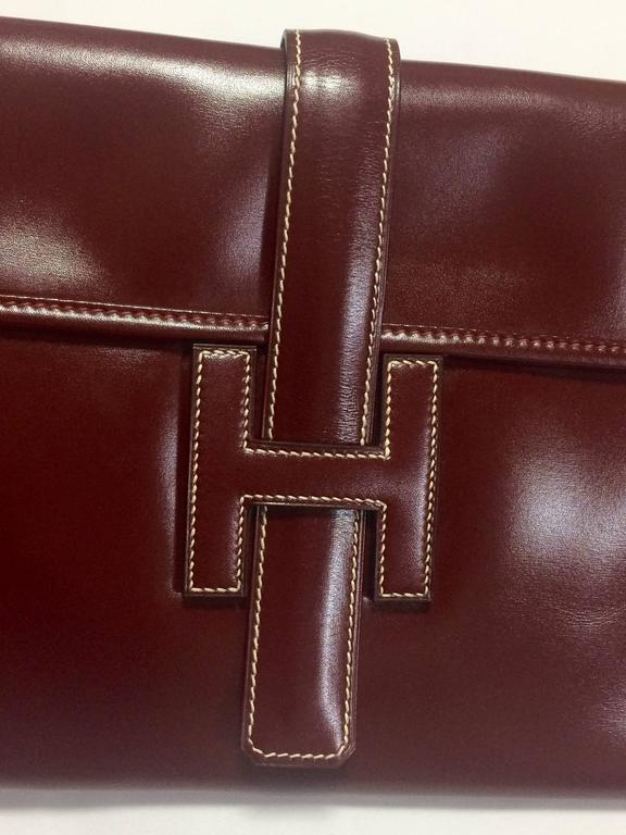 Vintage HERMES jige, document case, dark wine, bordeaux boxcalf
