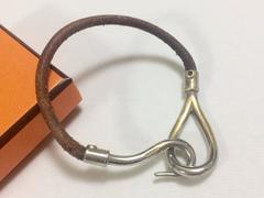 Vintage Hermes Jumbo leather and silver bracelet. Classic and casual jewelry