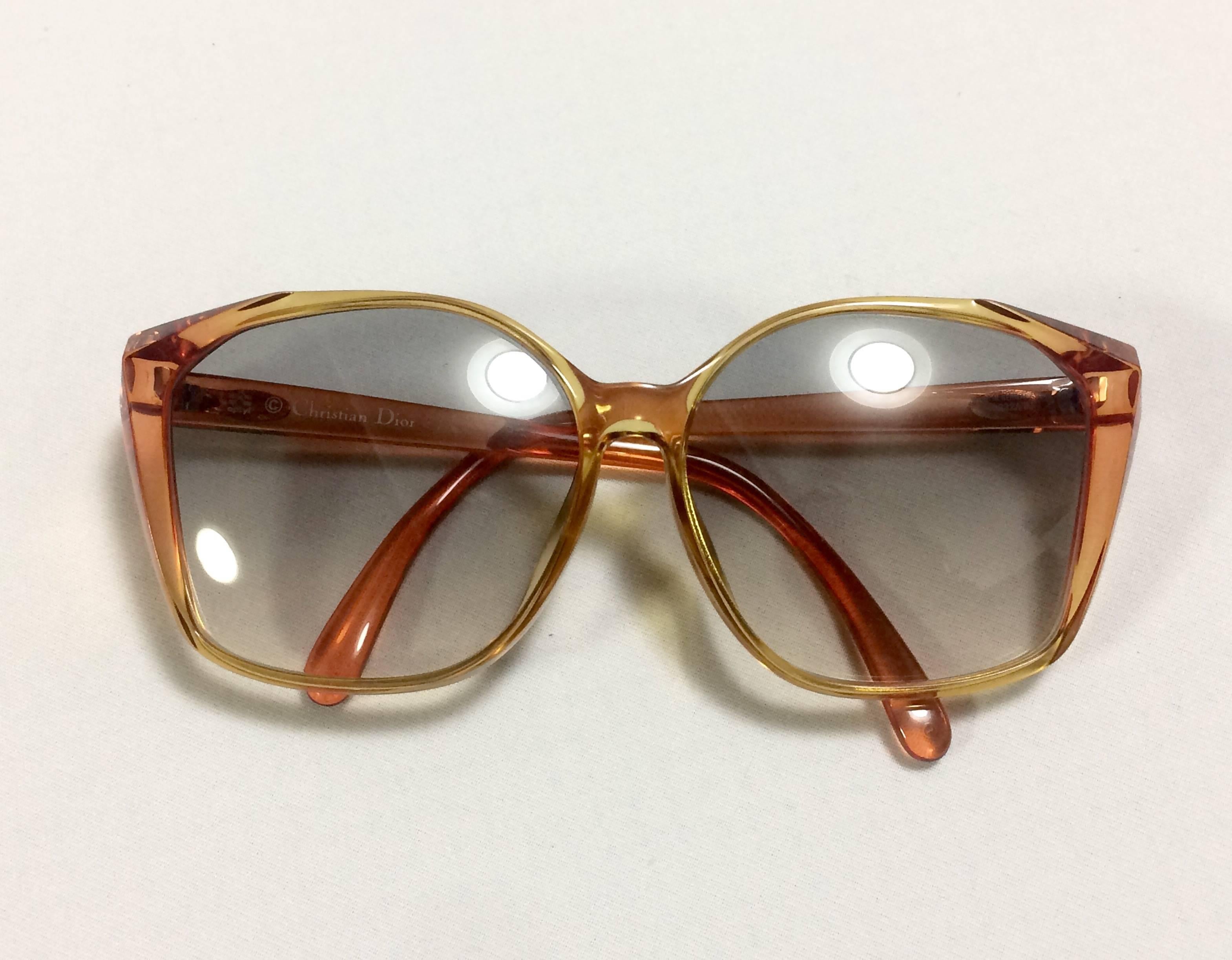 1960-1970s. vintage Christian Dior orange and yellow sunglasses. Very rare classic retro eyewear back in the old era. Authentic mod piece.

Retro and mod style are now back in trend again! 
This is a vintage Christian Dior orange and yellow