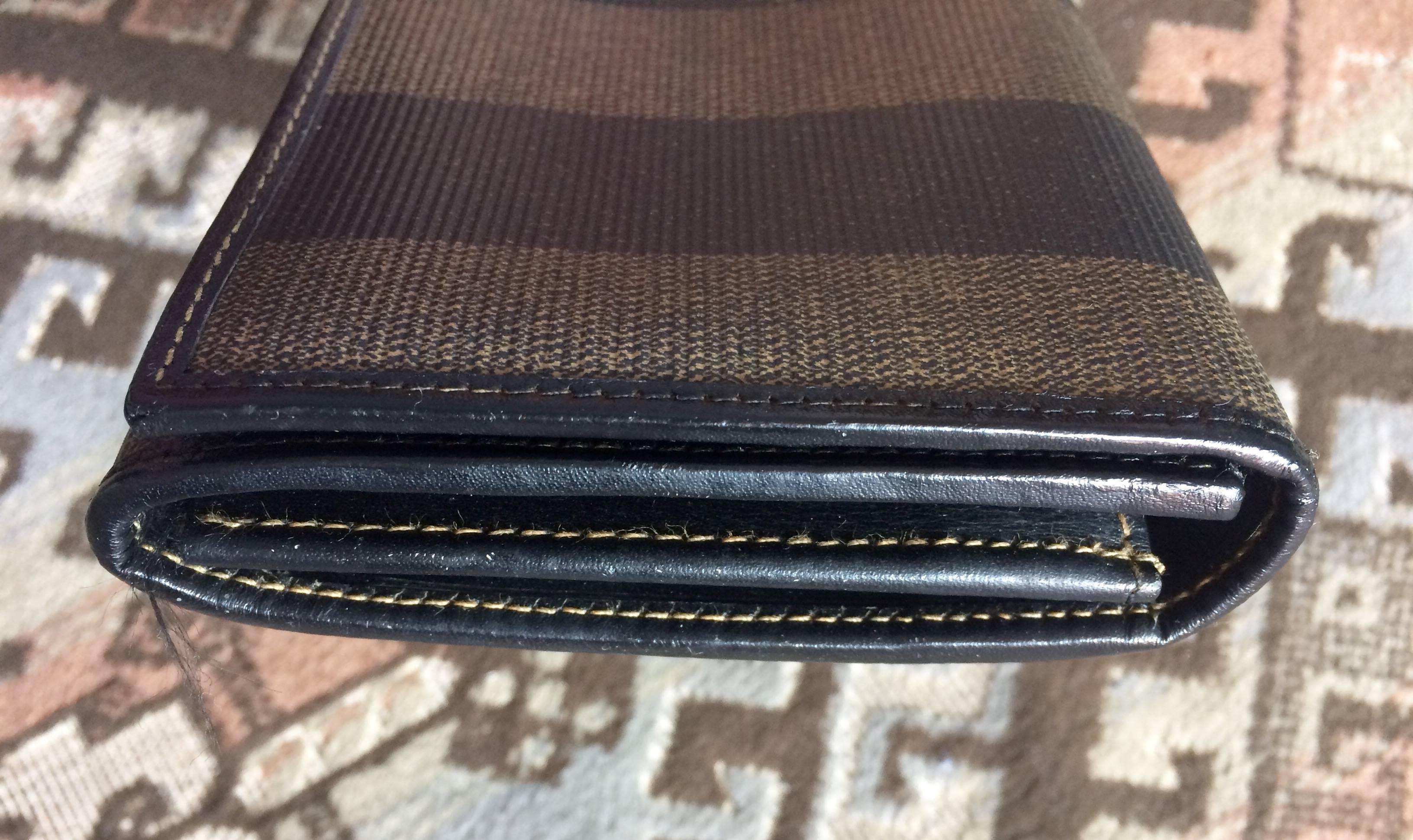Vintage FENDI pecan stripe leather wallet with logo motif. Unisex  great gift 2