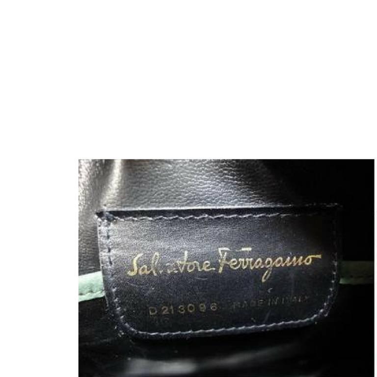 Women's Vintage Salvatore Ferragamo vara collection green suede leather shoulder bag.