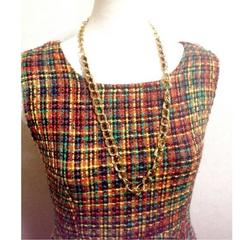 Vintage Givenchy wine red Swarovski stone crystals and golden chain necklace.