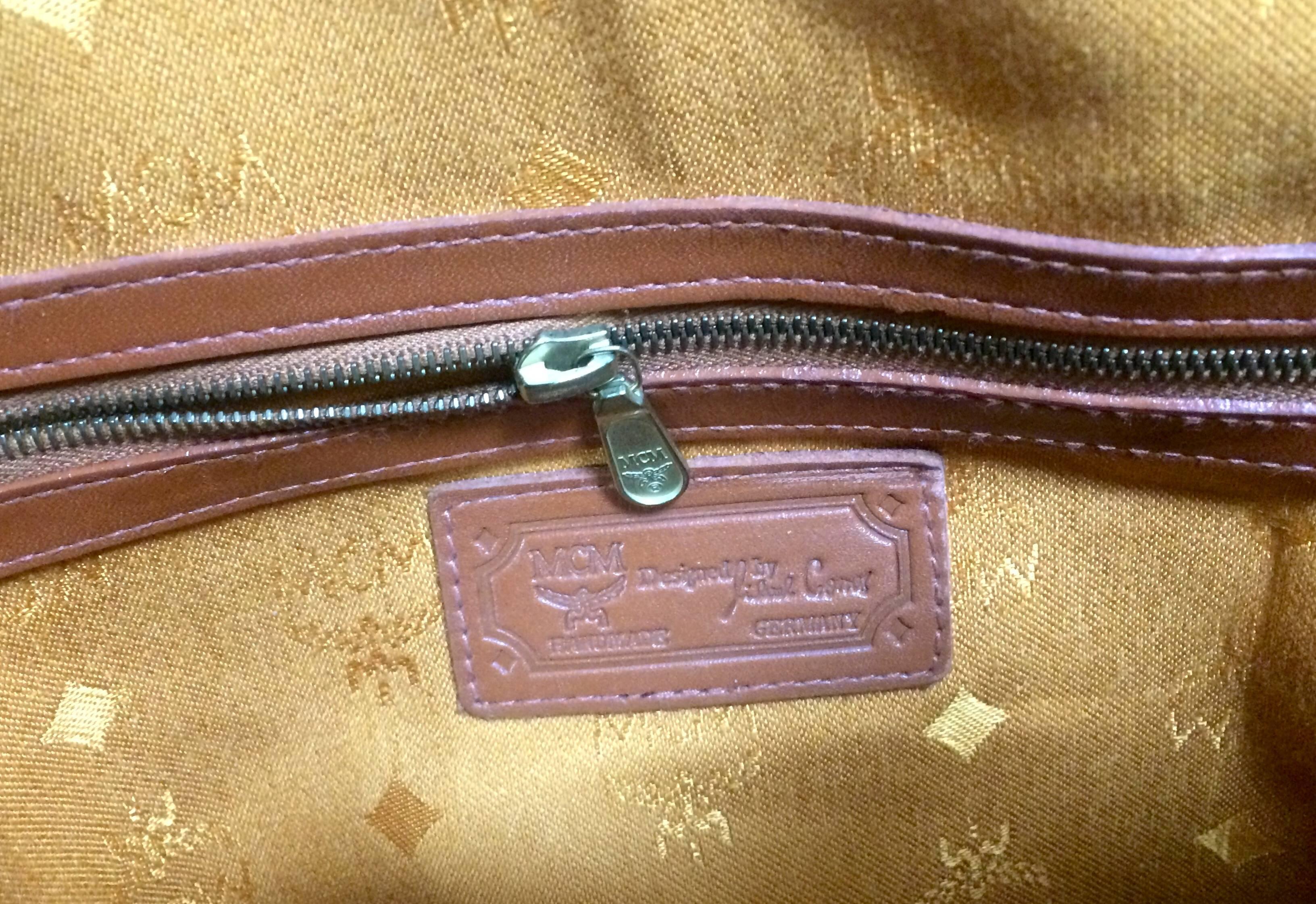 Women's Vintage MCM classic brown monogram handbag in bolide style by Michael Cromer.
