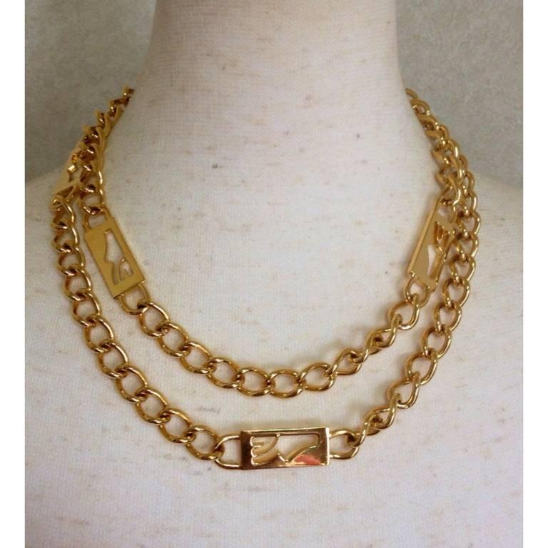 MINT. Vintage Salvatore Ferragamo chain necklace, belt with golden shoe