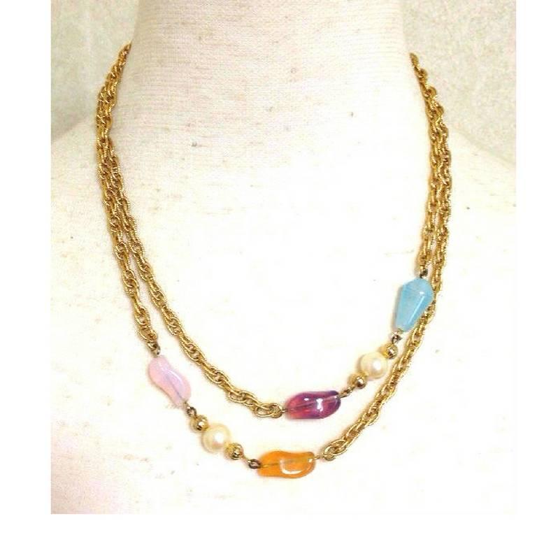 MINT. Vintage Givenchy, Paris, New York golden long chain necklace. For Sale 1