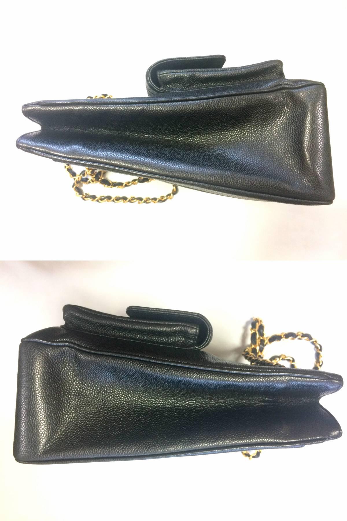 Vintage CHANEL rare 2.55 combo design black caviar leather chain shoulder bag. 1