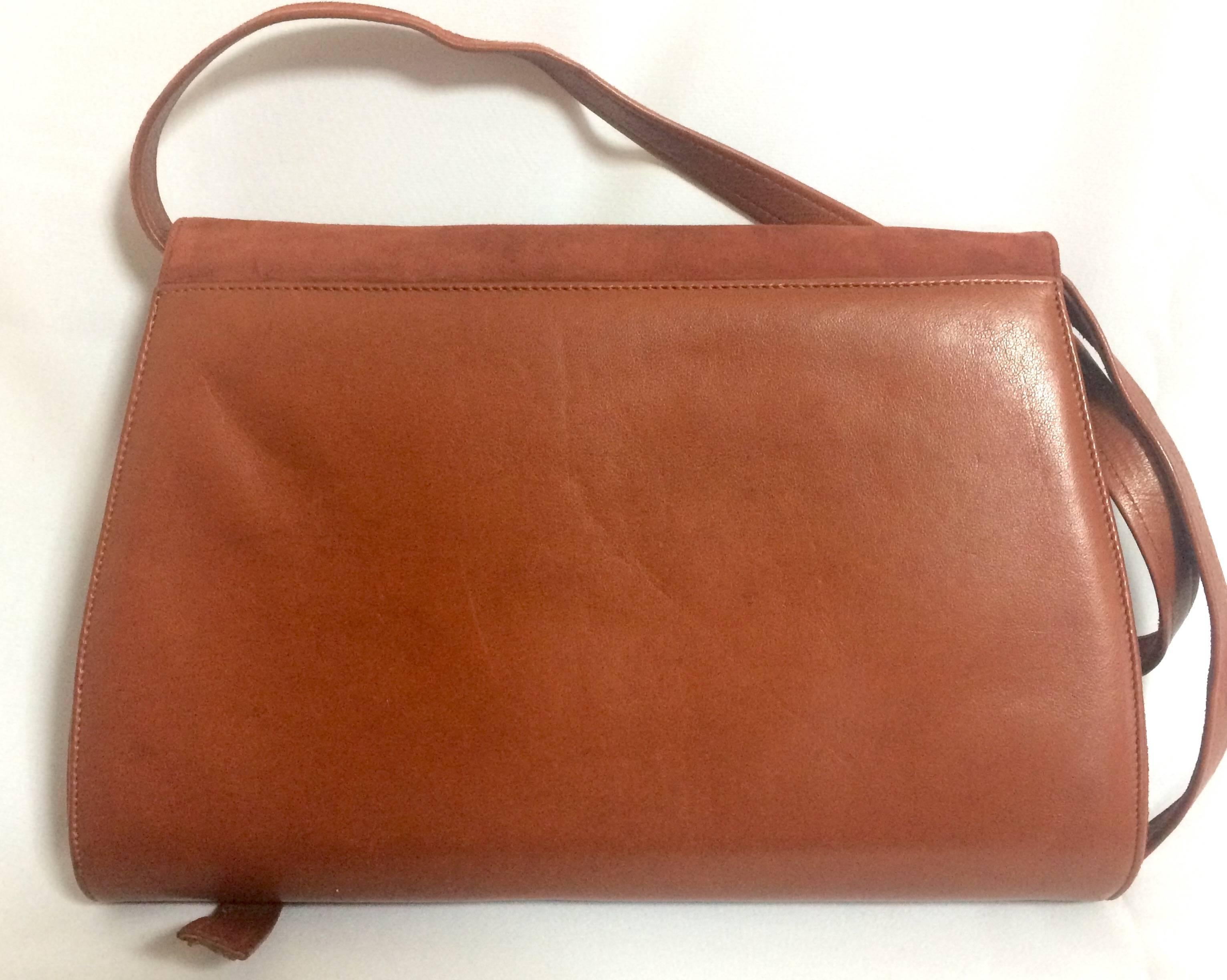 Brown Vintage Bally brown, red, and purple suede leather shoulder bag, clutch bag. For Sale