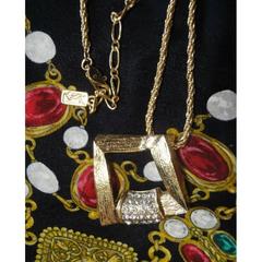 MINT. Vintage Yves Saint Laurent, YSL chain necklace with crystal square motif.
