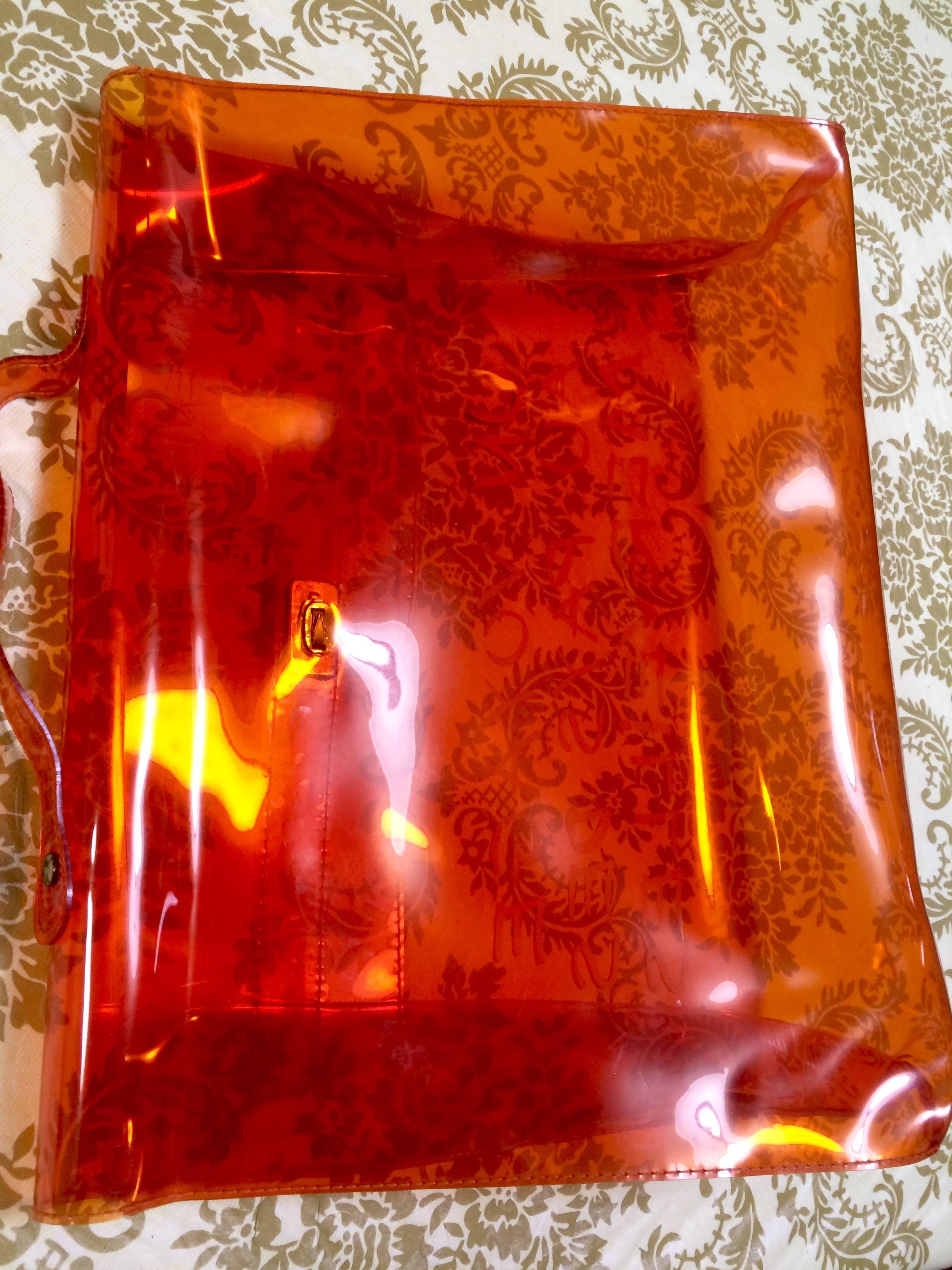 Vintage Hermes transparent orange vinyl Kelly bag Japan Limited Edition. Rare. In Good Condition In Kashiwa, Chiba