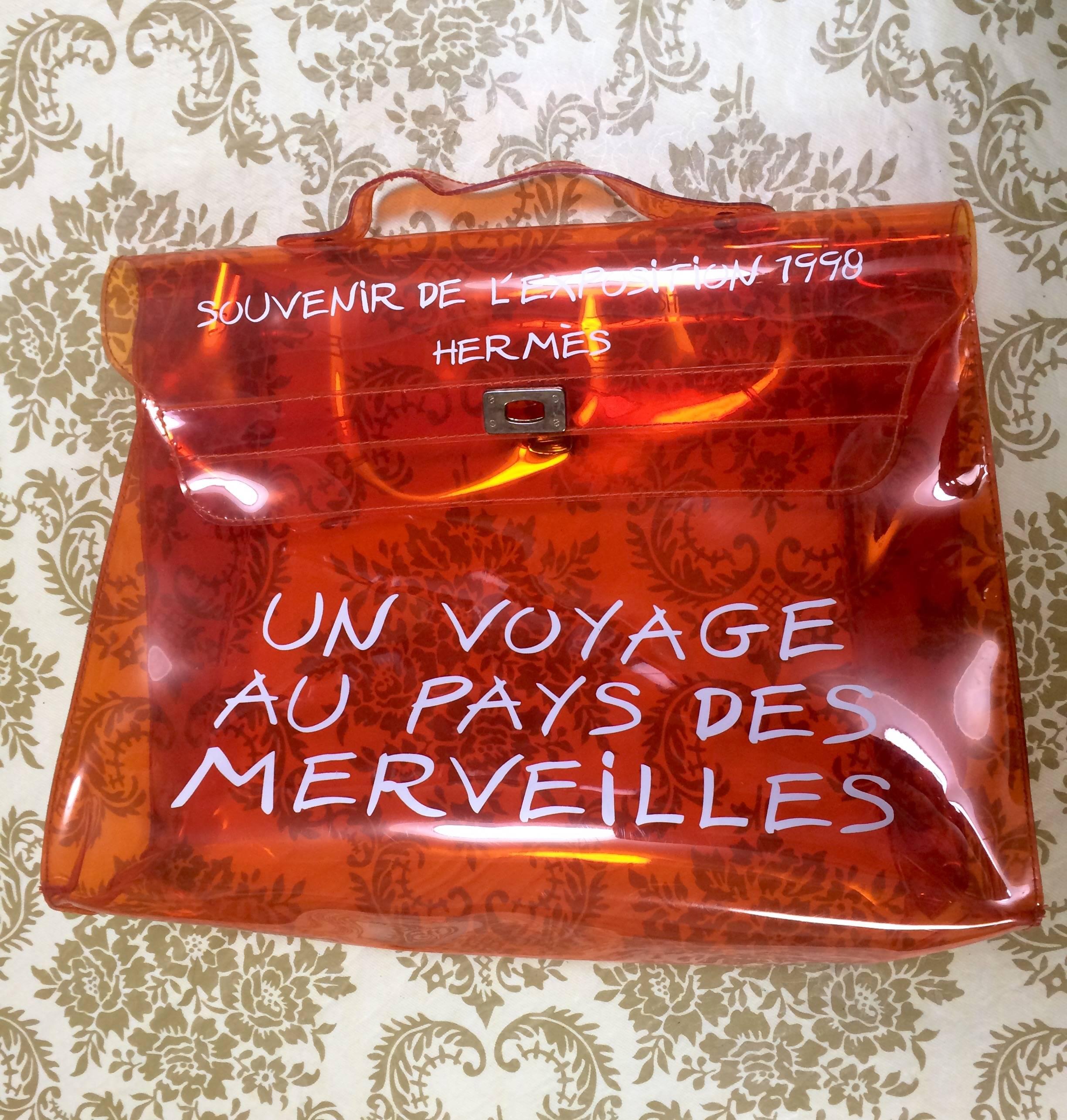 Vintage Hermes transparent orange vinyl Kelly bag Japan Limited Edition. Rare. 5
