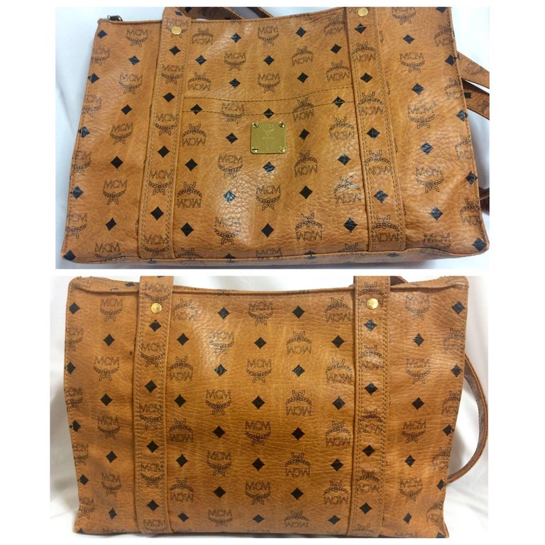 Vintage MCM brown monogram large tote, shoulder bag. By Michael Cromer ...
