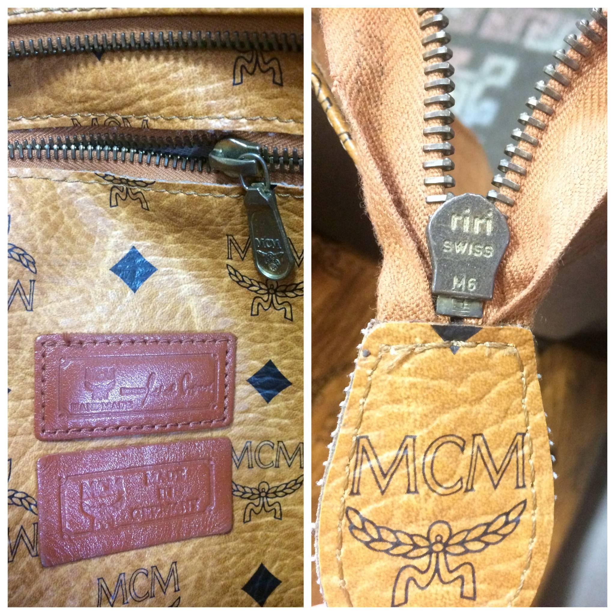 Vintage MCM brown monogram large tote, shoulder bag. By Michael Cromer. Germany 1