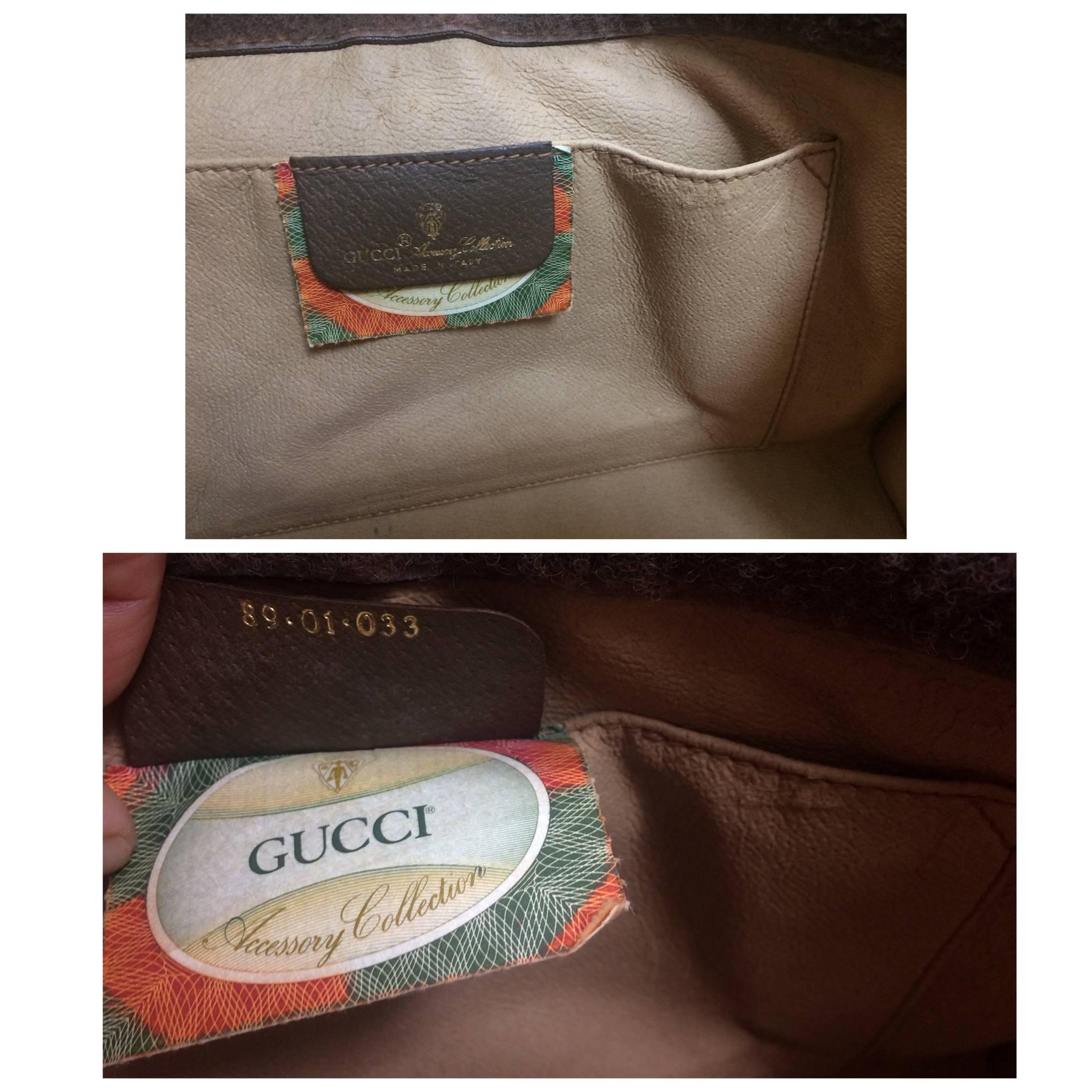 Women's or Men's Vintage Gucci beige and brown monogram makeup, cosmetic, toiletries, pouch.