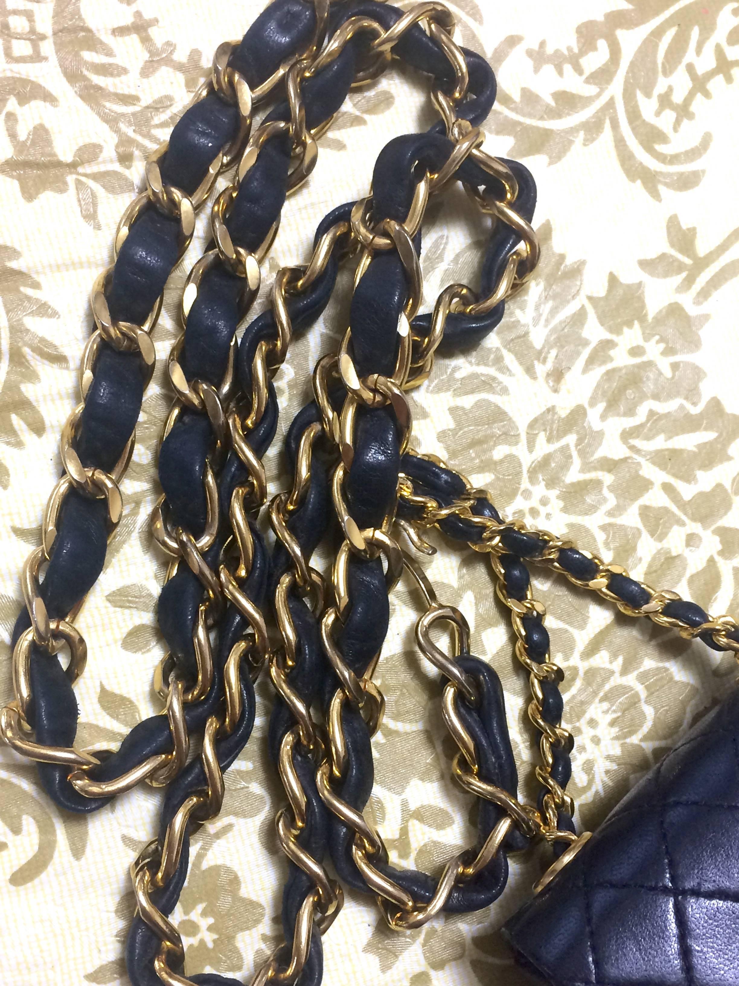 Vintage CHANEL black lambskin mini 2.55 bag charm chain leather belt with CC. 3
