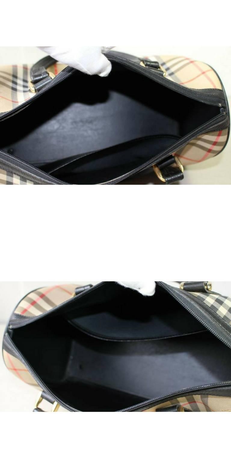 Vintage Burberry classic beige nova check speedy bag style handbag with leather For Sale 2
