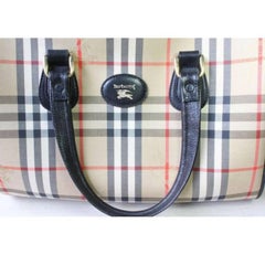 Vintage Burberry classic beige nova check speedy bag style handbag with leather