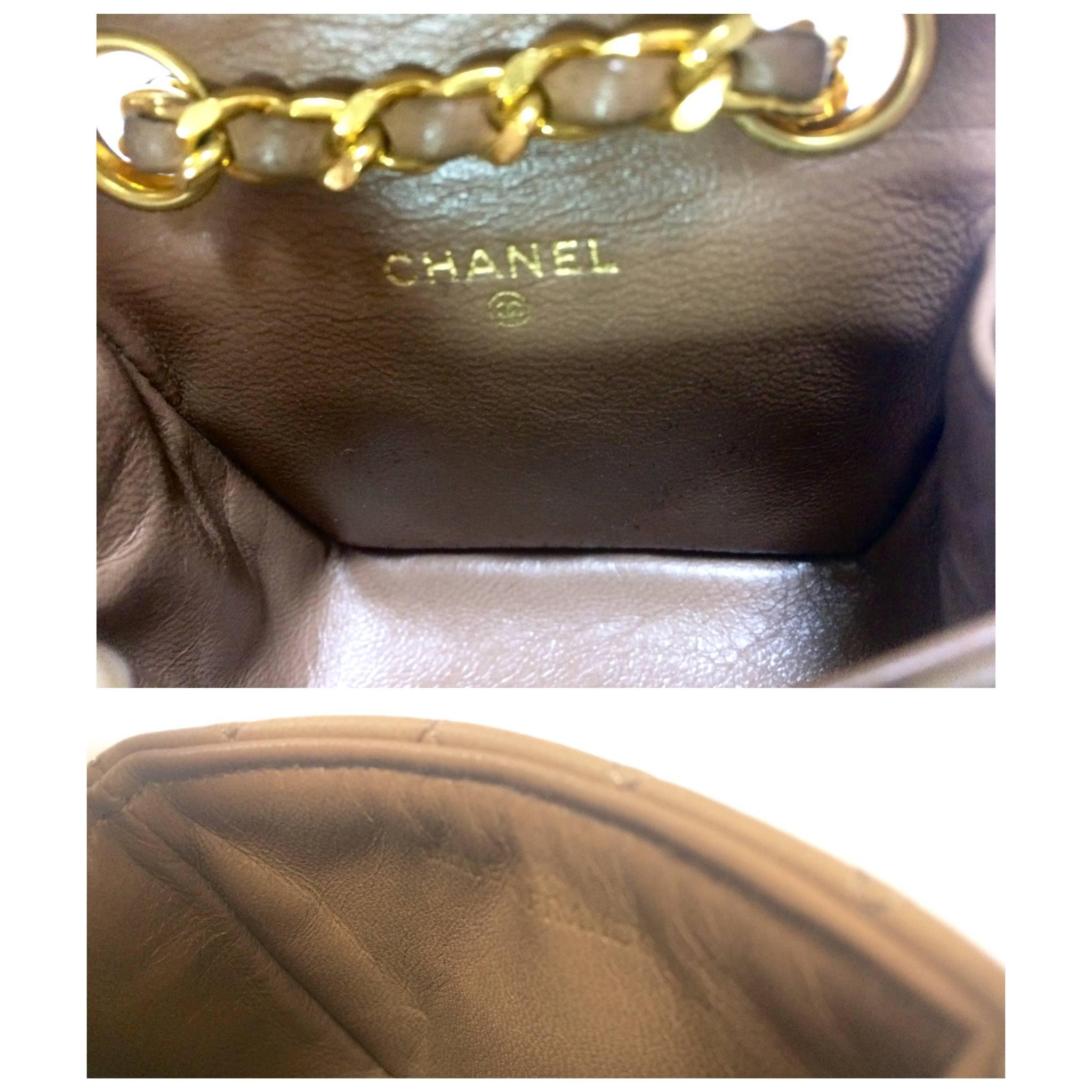 Vintage CHANEL brown lambskin mini 2.55 bag charm chain leather belt with CC. 1
